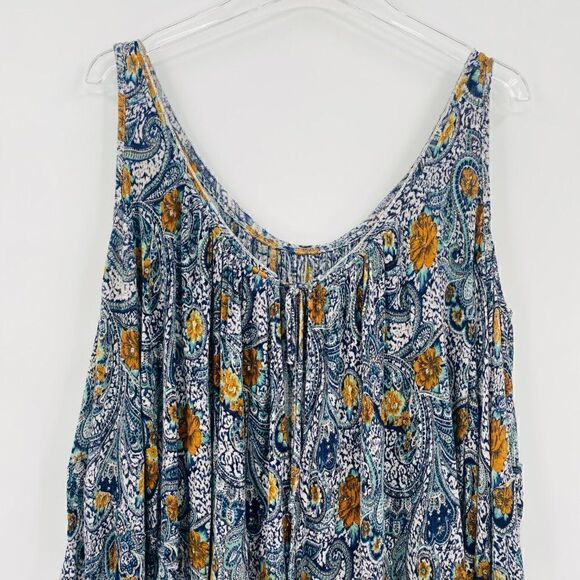Free People Size XS Blue Paisley Print Hummingbird Chloe Cold Shoulder Top - Picture 9 of 13